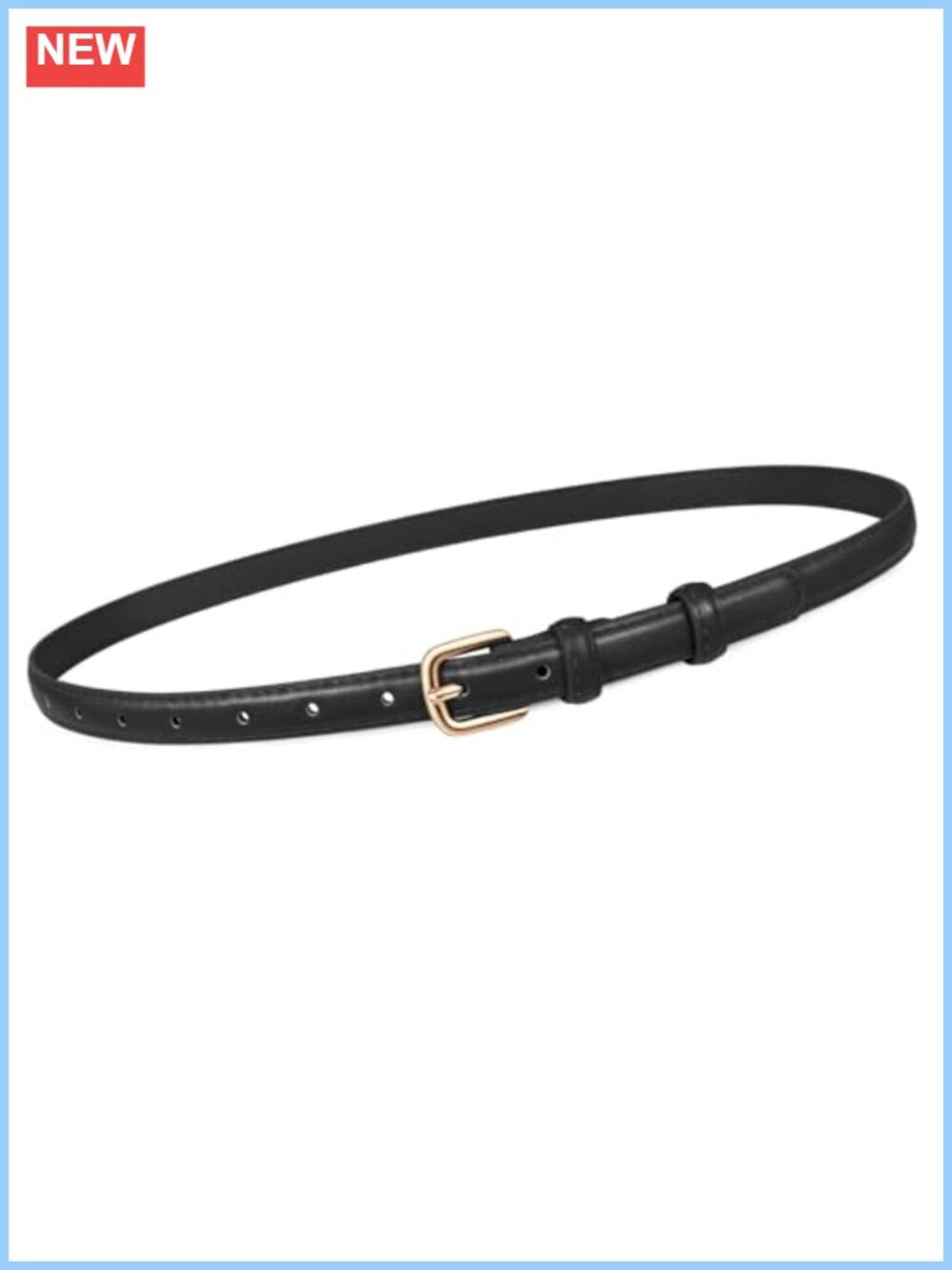 Women Skinny Faux Leather Belt Thin Waist Jeans Dress Gold Buckle